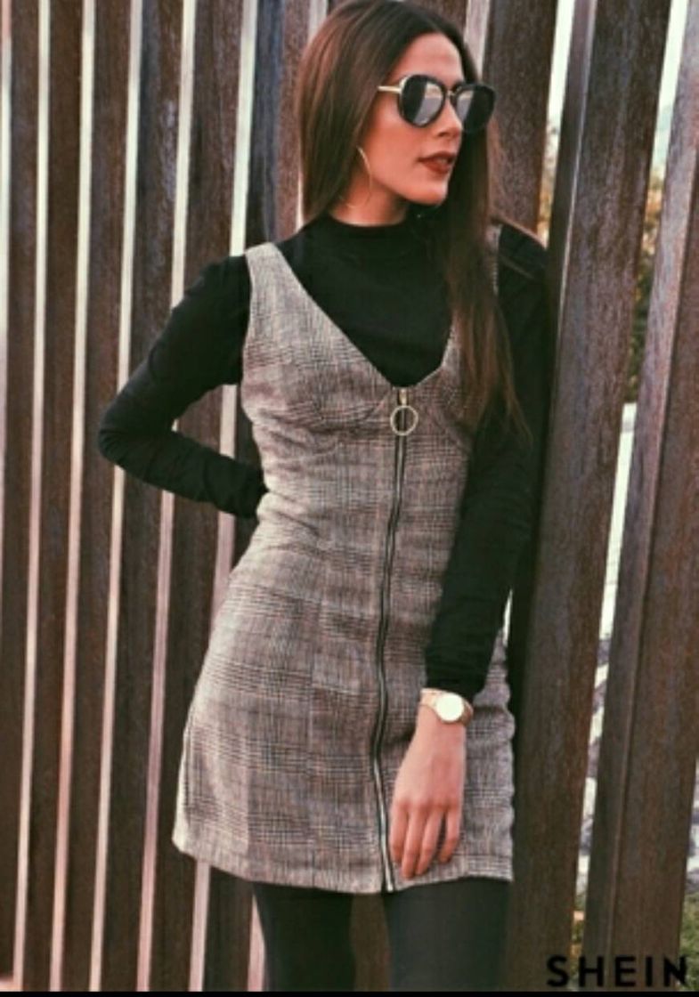 Social Vestido gris con cremallera