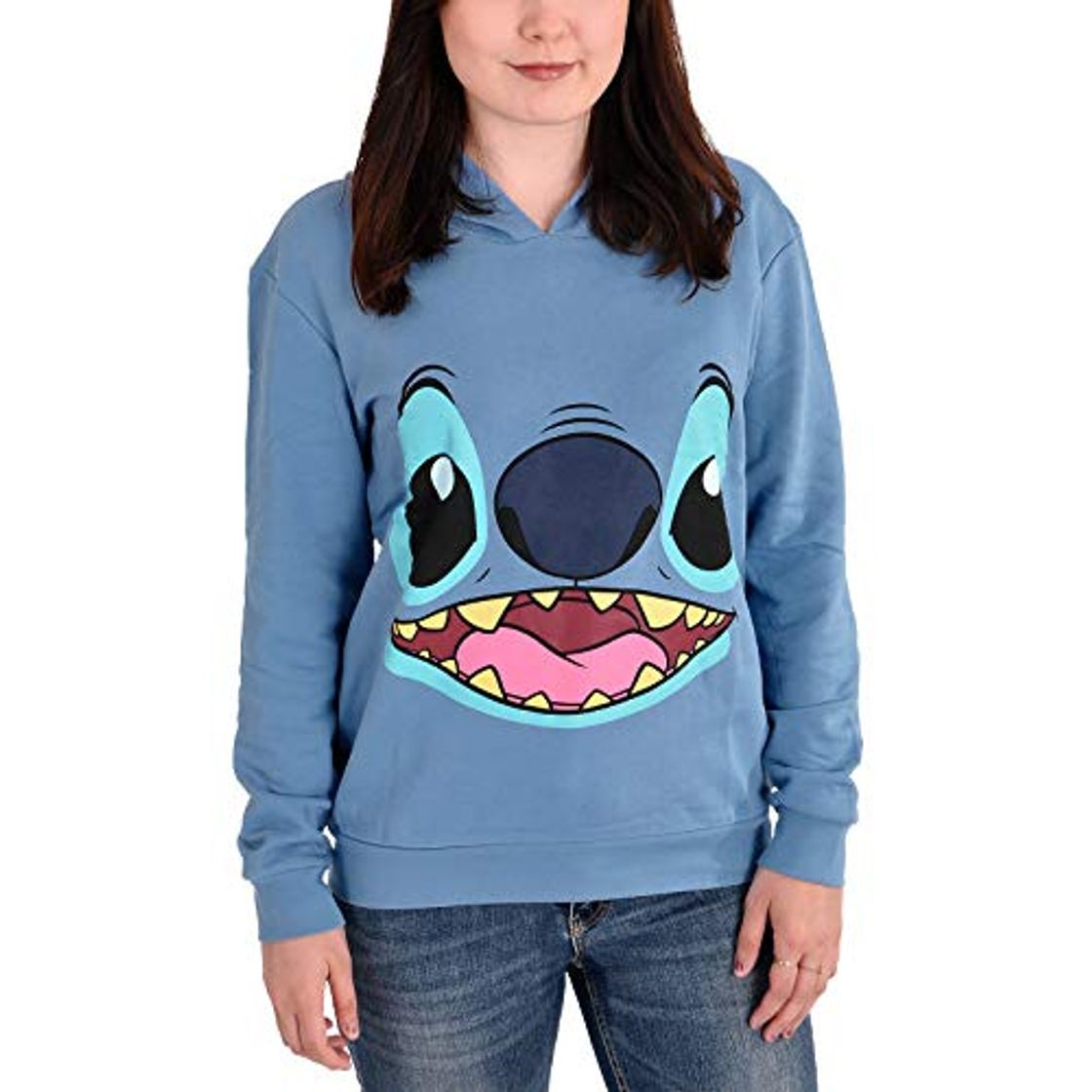 Place Lilo & Stitch Disney Hoodie Stitch Cara con Capucha de algodón Azul