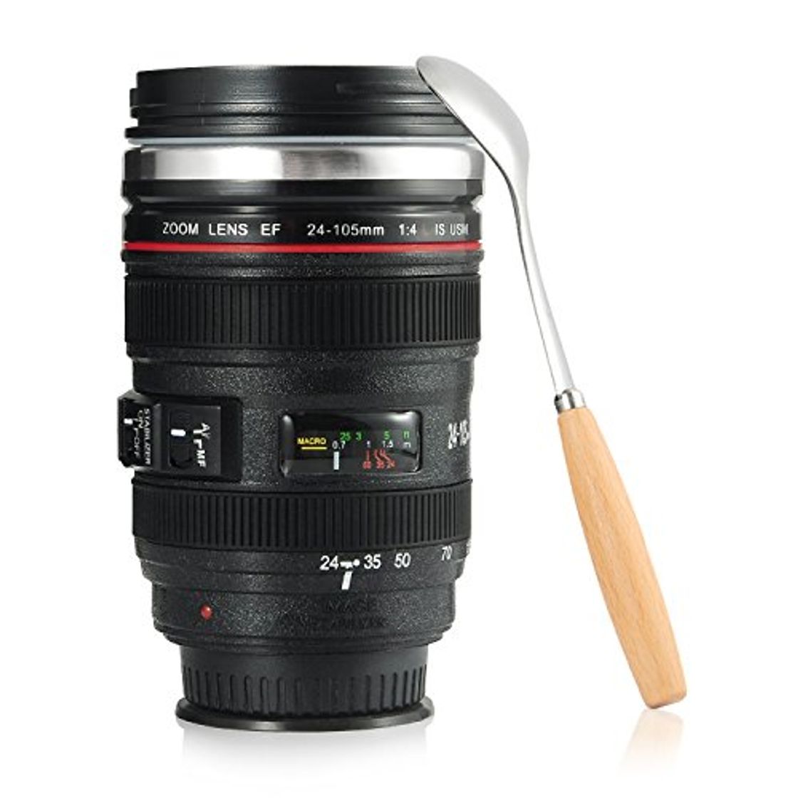 Social Taza Objetivo de café de Viaje con Cuchara