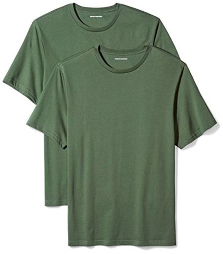 Amazon Essentials 2-Pack Regular-Fit Short-Sleeve Crewneck T-Shirts Camiseta, Verde