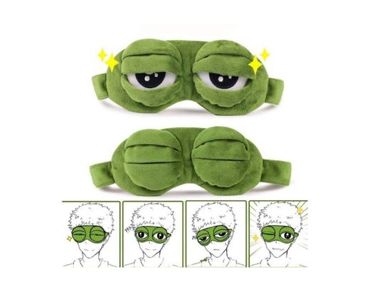 TOPCOMWW 3D Sad Frog Sleep Mask Rest Travel Relax Sleeping Aid Blindfold Ice Cover Eye Patch Sleeping Mask Case Anime Beauty Kids Games