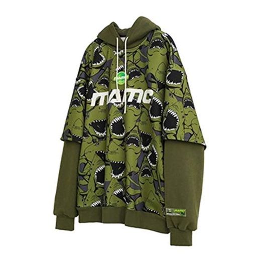 DENGLI Sudadera con Capucha Otoño Invierno Falso de Hip Hop de Dos Piezas con Capucha Pareja Hombres Mujeres Manera Ocasional de Gran tamaño del diseño de Marca con Capucha Jerseys para Hombre