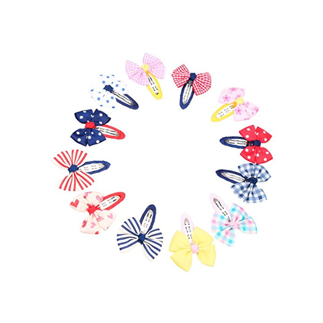 Moda 12pcs Niños Bowtie Mixtos Pelo Del Niño Encajen Clips De Pelo Broches De Sujeción Diadema