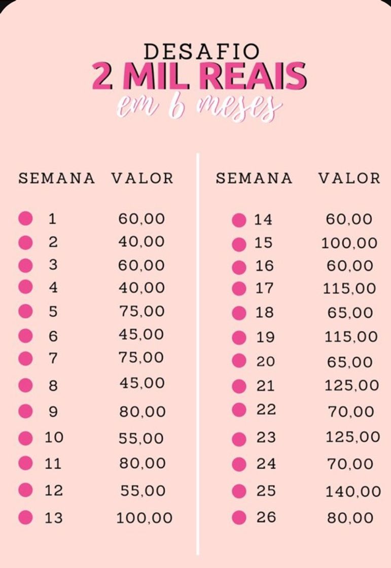 Fashion Desafio 2 mil reais em 6 meses 😍