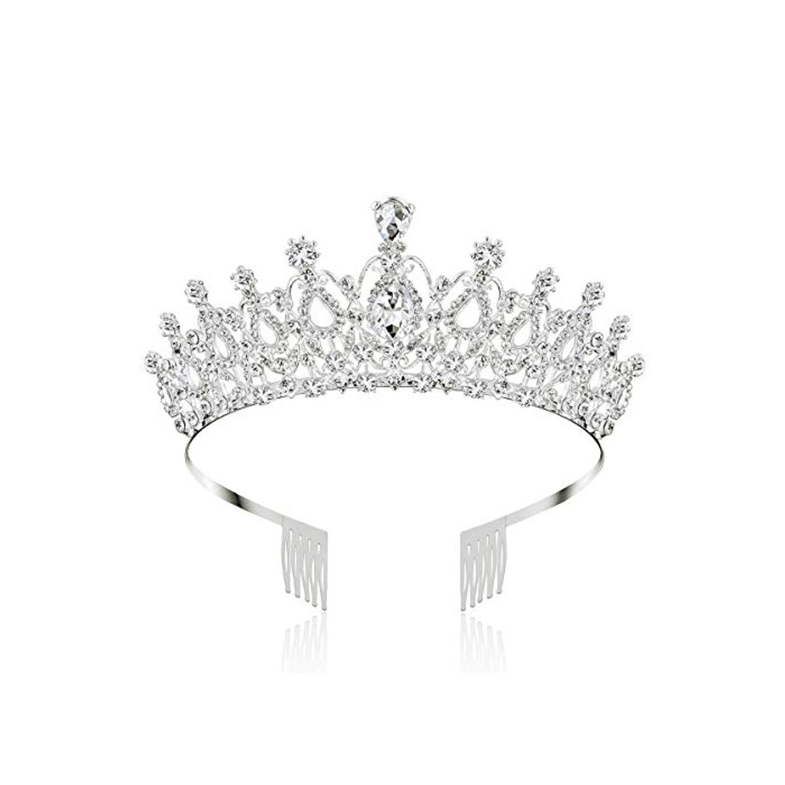 Fashion Makone Tiara Corona de Cristal con Diamantes de imitación Peine para Corona