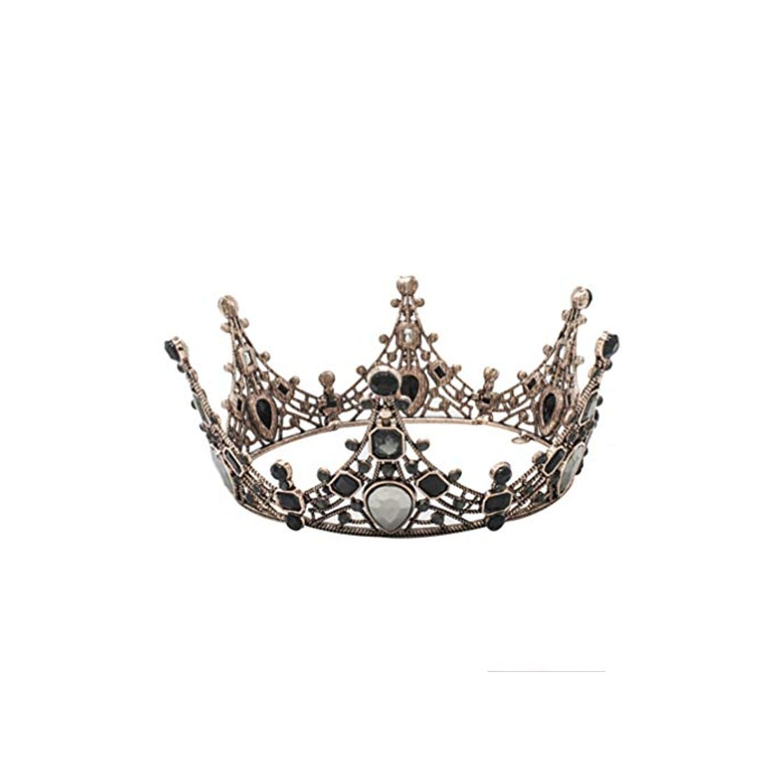 Social Lurrose corona barroca cristal negro redondo reina corona vintage bronce tiara nupcial para boda prom