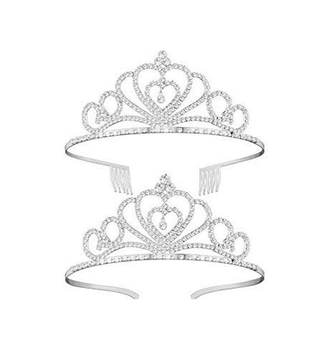 Moda Thursday April 2 Pcs Coronas para Novias con Diamantes de Imitacin Peine Corona de Diadema Tiara de Cristal Corona de Tocado Nupcial de Boda para Mujeres y Nias