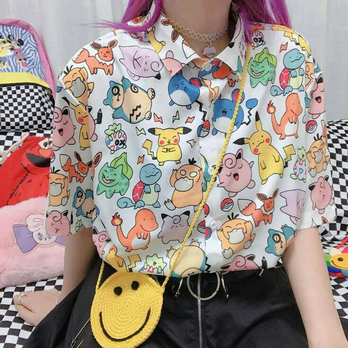 Moda Blusa com estampa do pokemon