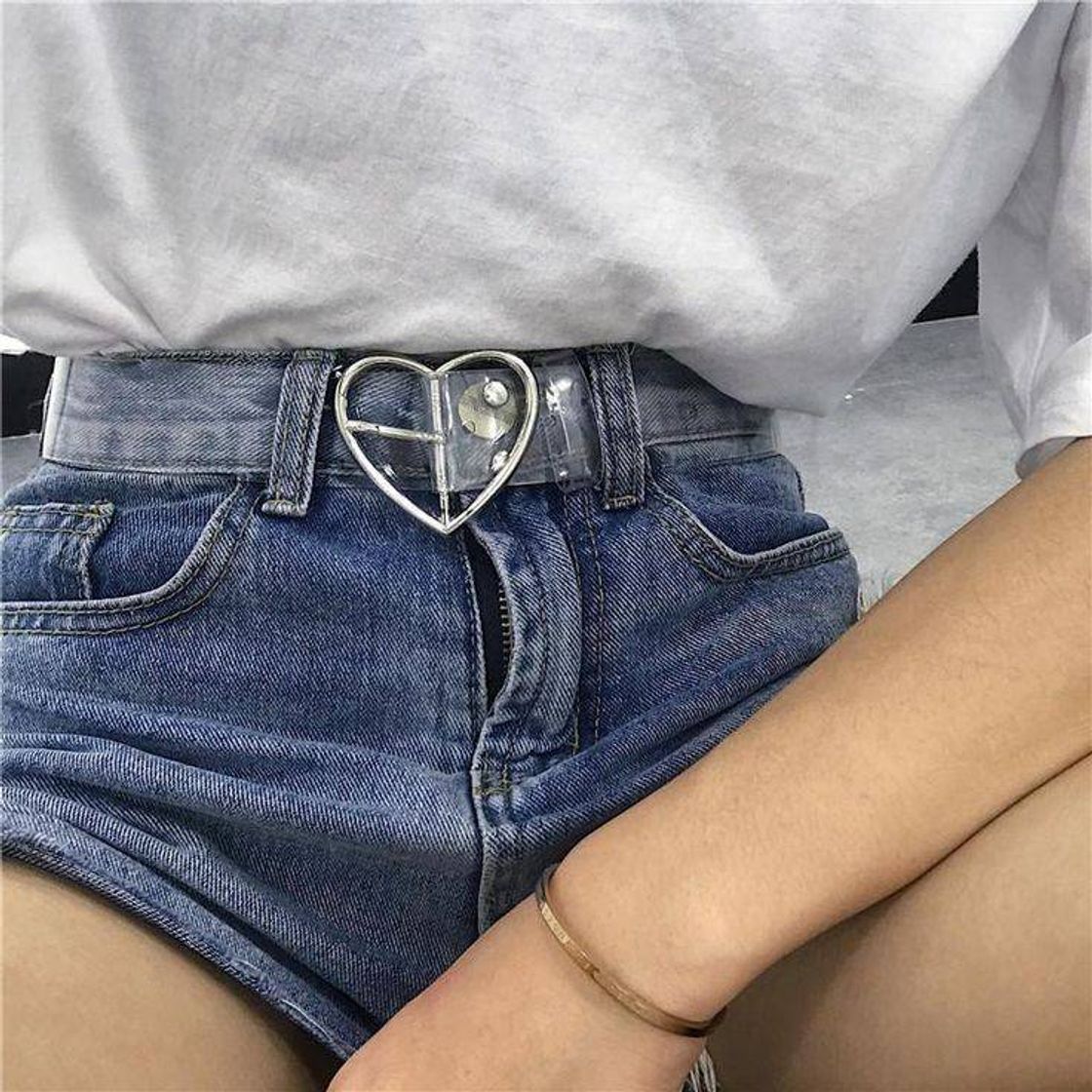 Moda TRANSPARENT HEART BUCKLE ROUND CUTE GIRLY BELT

