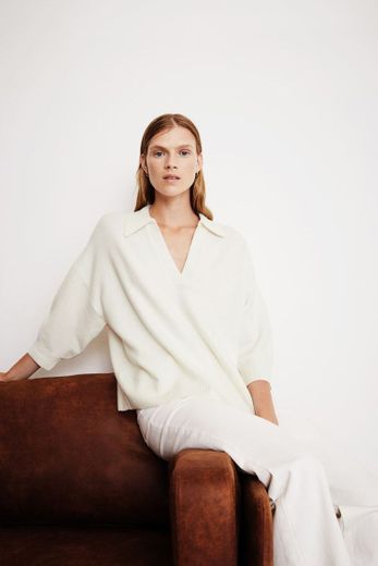 Collar-detail jumper in Cream| H&M