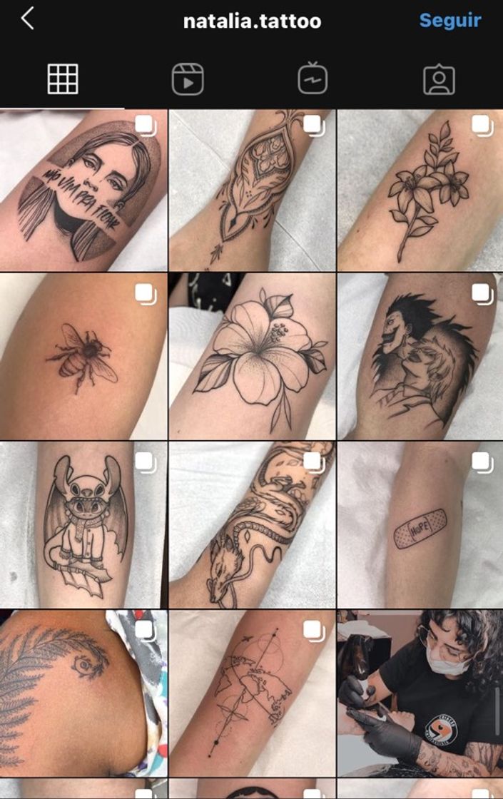 Fashion Instagram de tatuagens realistas 