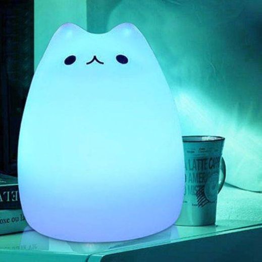 luminária de gatinho azul 