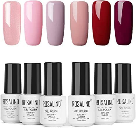 Productos ROSALIDN Esmalte de Uñas, Esmaltes Semipermenentes para Uñas, 6pcs Kit de Uñas