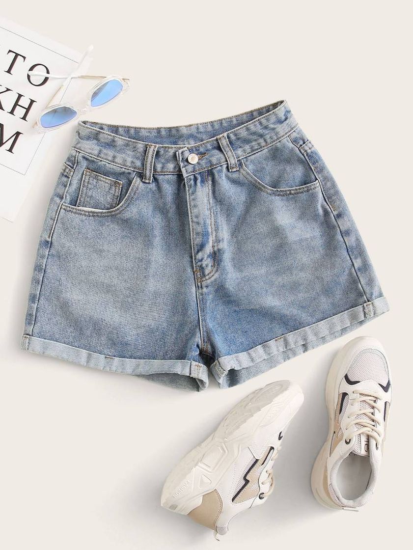 shorts con dobles bajo denim.