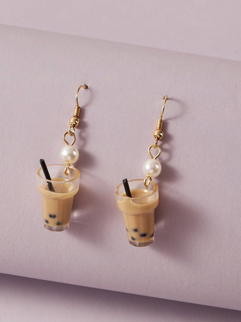 Moda aretes de café con leche y perlas 