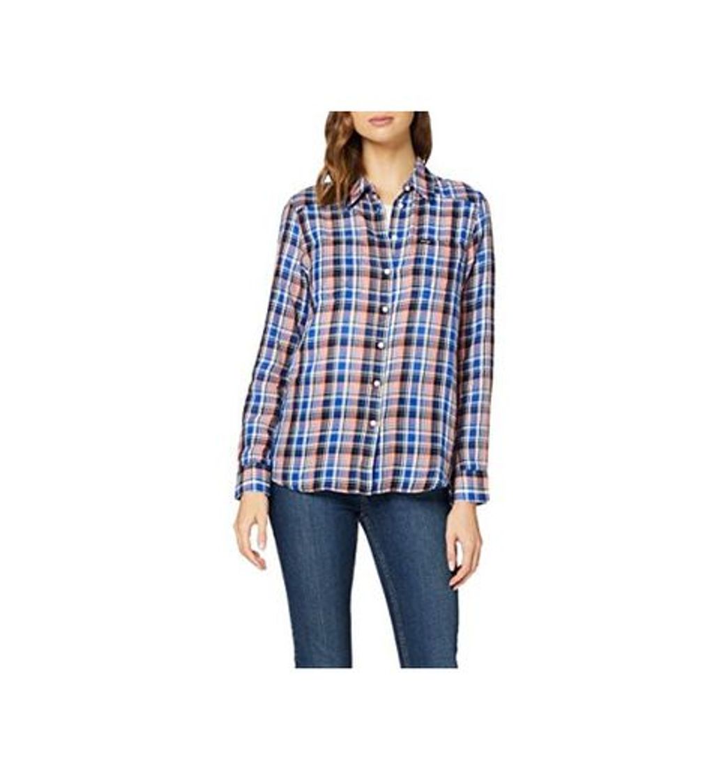 Moda Wrangler Slim Regular Shirt Blusa, Azul