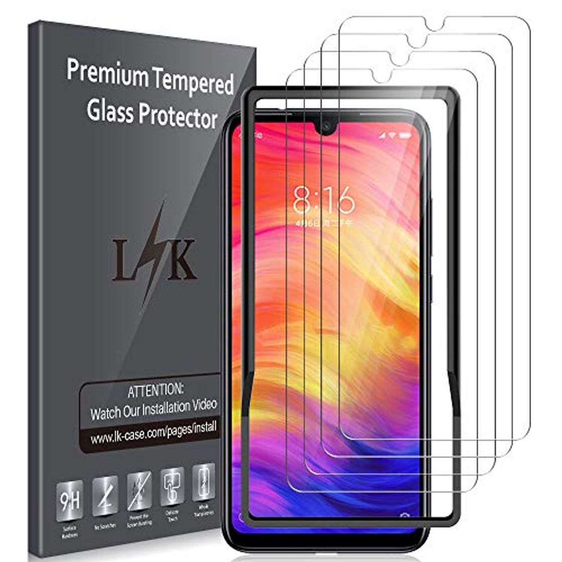 Place LK [4 Pack] Protector de Pantalla para Xiaomi Redmi Note 7