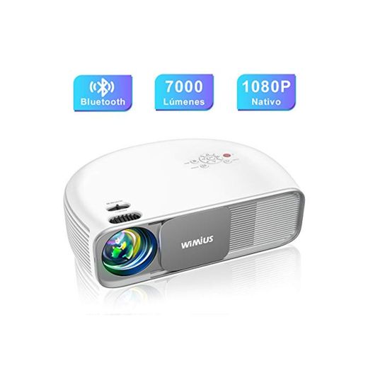 Proyector, WiMiUS 7000 Lúmenes Proyector Bluetooth Full HD 1920x1080P Vídeoproyector, Soporta 4K
