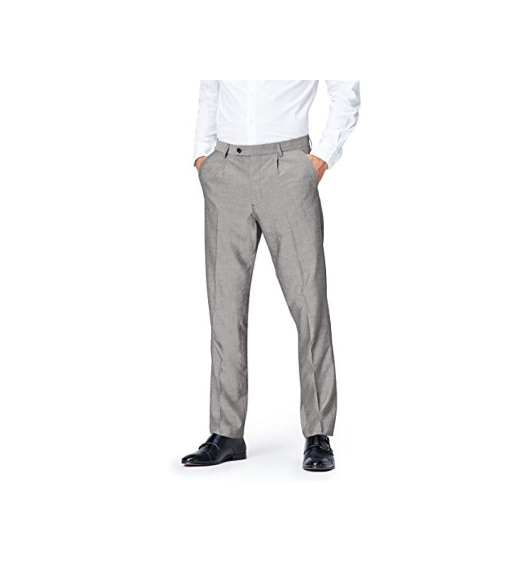Social Marca Amazon - find. Pantalones de Vestir para Hombre, Gris, 32W