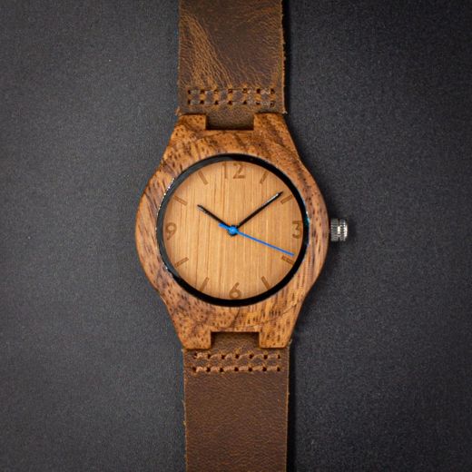 Reloj de madera de zebrano modelo Nara 39mm - Woodenson