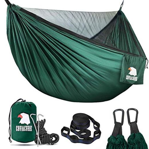 COVACURE Hamaca de camping con mosquitera – Hamaca ultraligera para 2 personas