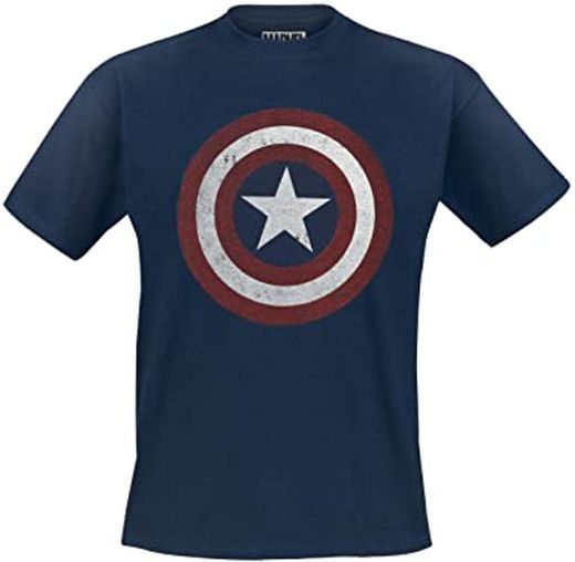 Camiseta Capitán América Distressed Shield de manga corta de Marvel Comics