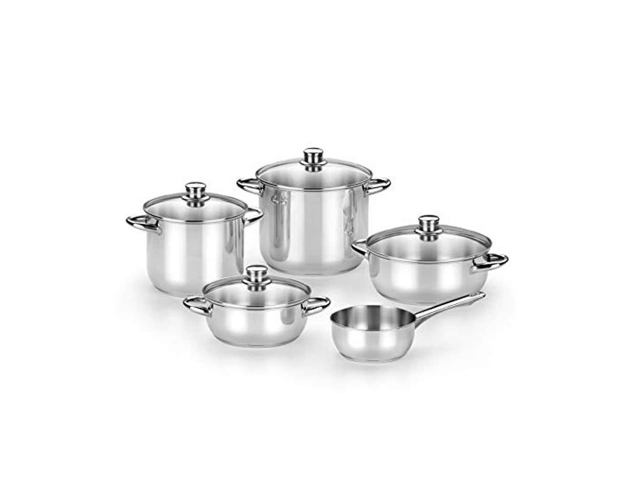 Productos Monix Optima 2 Batería de 5 piezas, Acero Inox, Apta para Todo