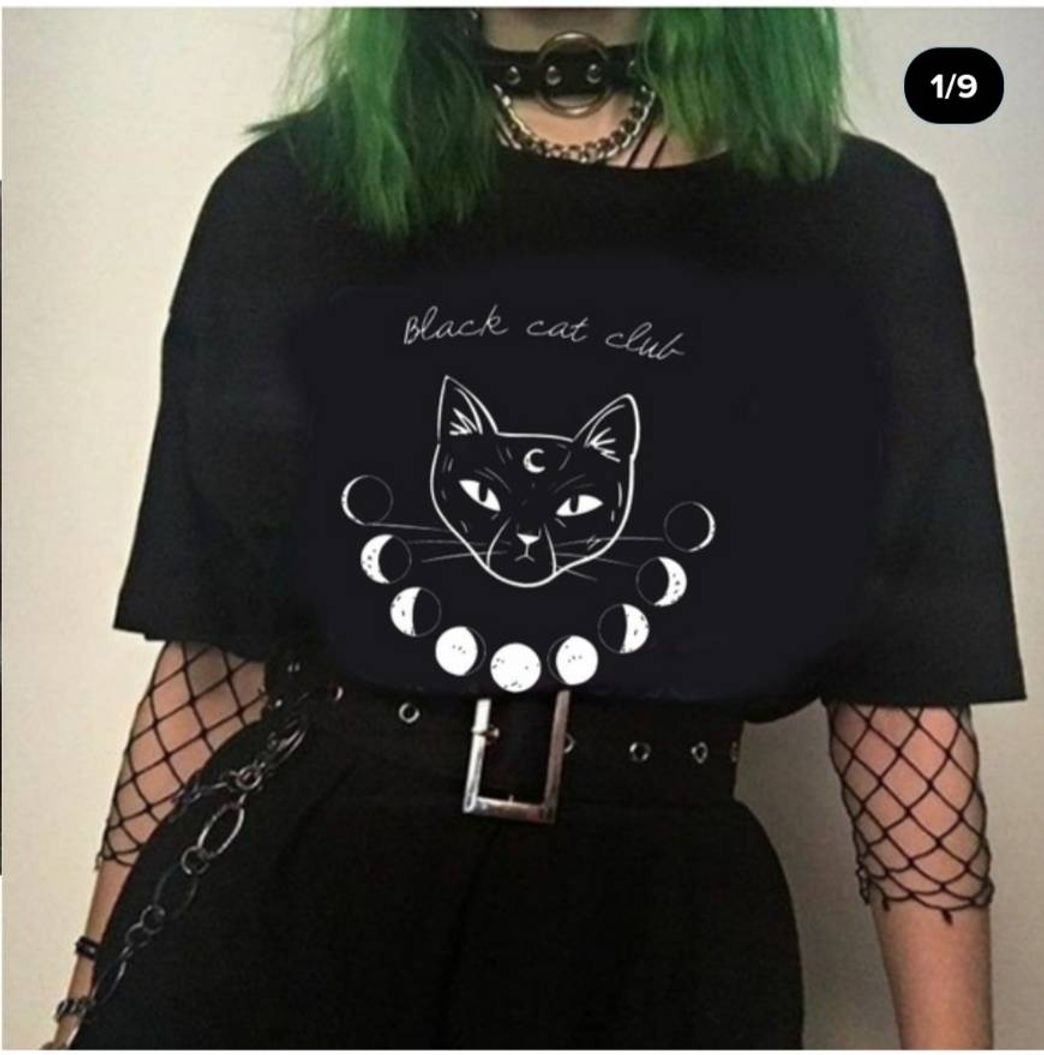 Social blusa preta feminina gata Luna Sailor Moon 
