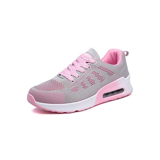 Decai Zapatillas de Deportivos de Running para Mujer Deportivo de Exterior Interior Gimnasia Ligero Sneakers Fitness Atlético Caminar Zapatos Transpirable Rosado 35 EU