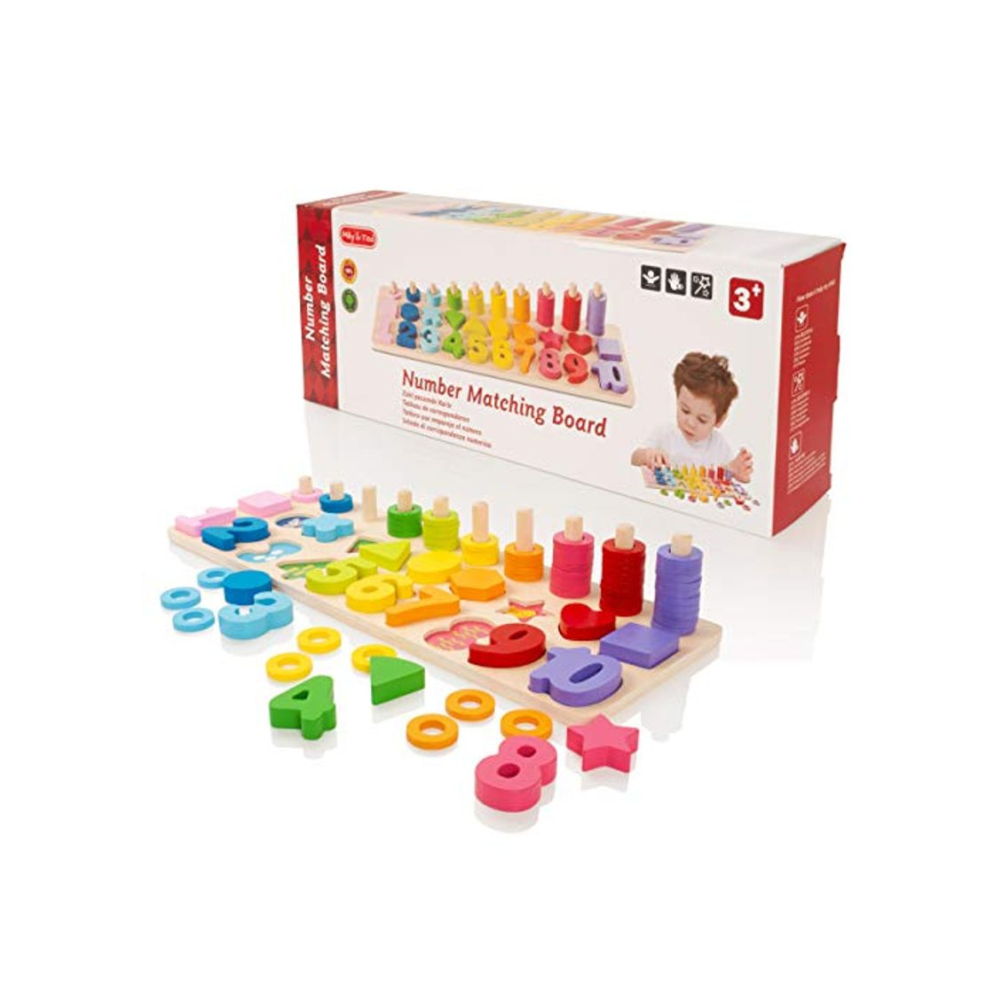 Product Milly & Ted Juego de números de recuento y combinación de Madera Juguete de Aprendizaje de Stem matemáticas para niños