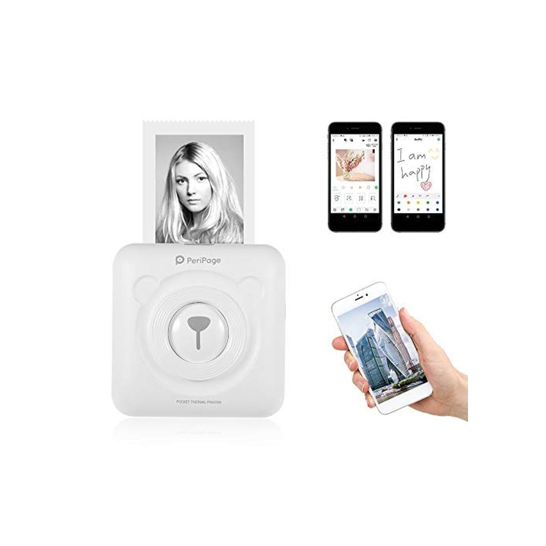 Social Aibecy-PeriPage Mini Pocket Wireless BT Impresora térmica Imagen de Foto Etiqueta Memo
