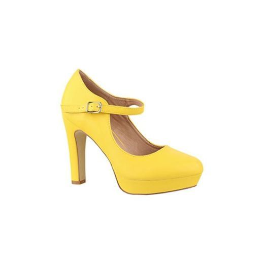 Elara Zapato de Tacón Alto con Correa Mujer Vintage Chunkyrayan Amarillo E22320