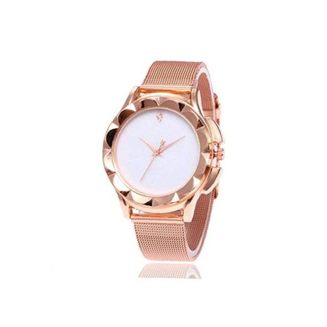 Fashion JBNS Mujeres Simple Reloj Analógico De Cuarzo Rhinestone Horas Reloj con Net Web De Malla De Metal Brazalete del Dial De La Manera Reloj De Pulsera Blanca