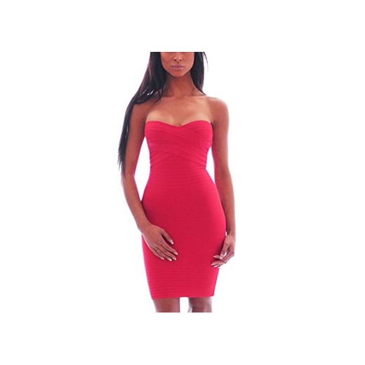 HLBandage Women's Rayon Strapless Stretch Party Bandage Dress