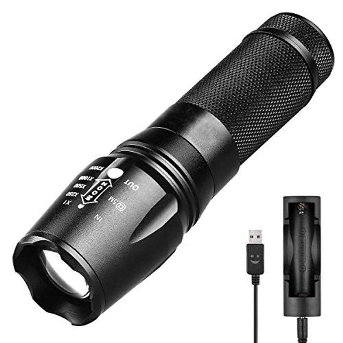 Product Linterna LED,Linterna Táctica Alta Potencia Recargable 2000 Lumens Flashlight de 5 Modos