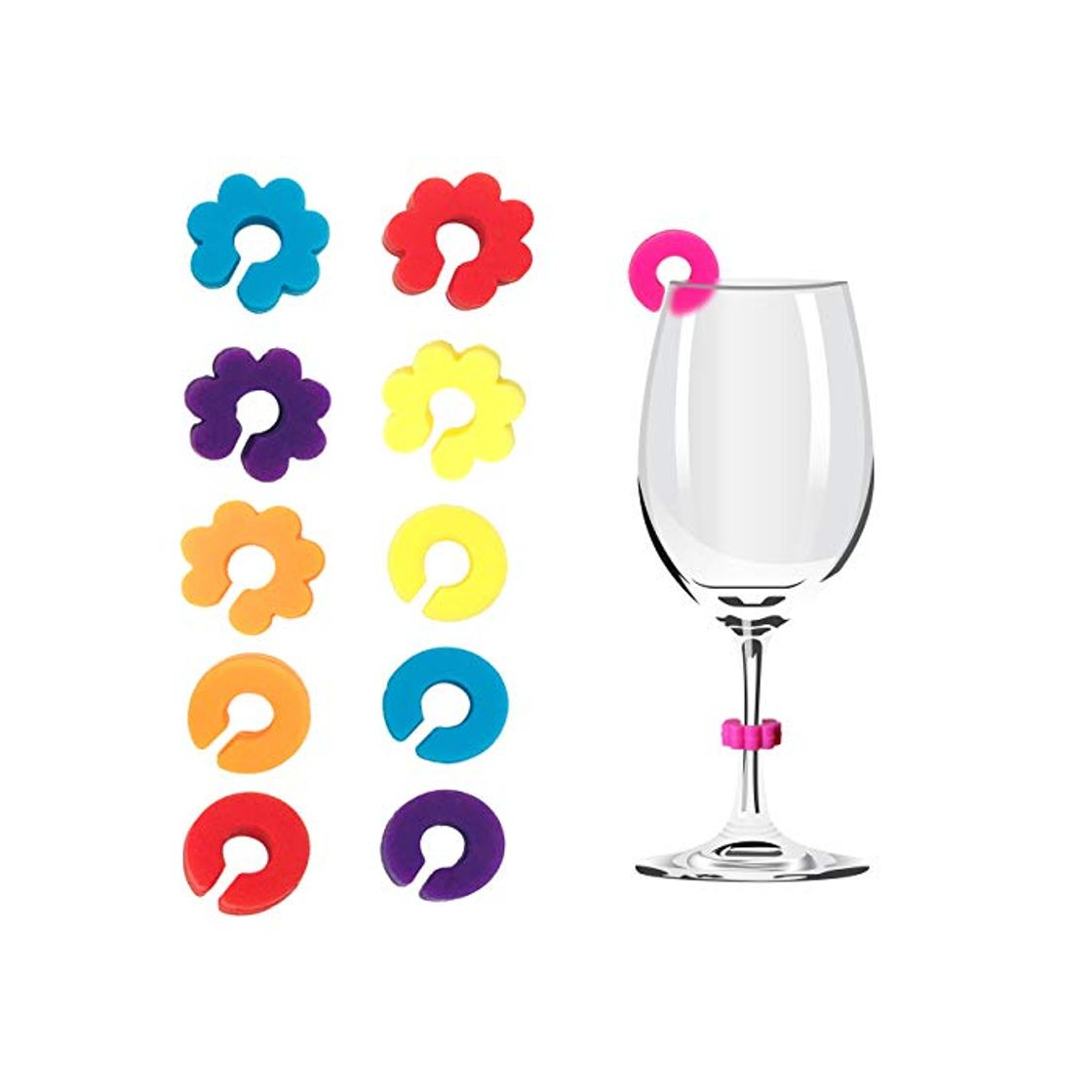 Products 12 marcadores de bebidas de silicona para copas de vino para fiestas