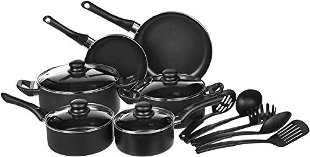 Social AmazonBasics - Juego de utensilios de cocina antiadherentes