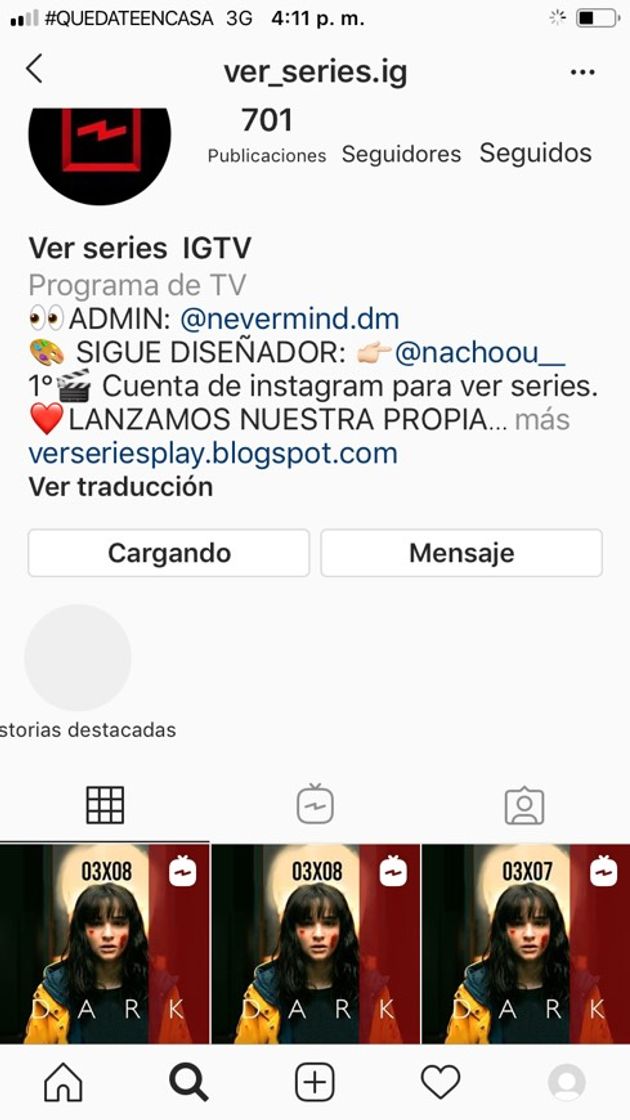 Serie Dark temporada 1,2 y 3 en Instagram igtv 