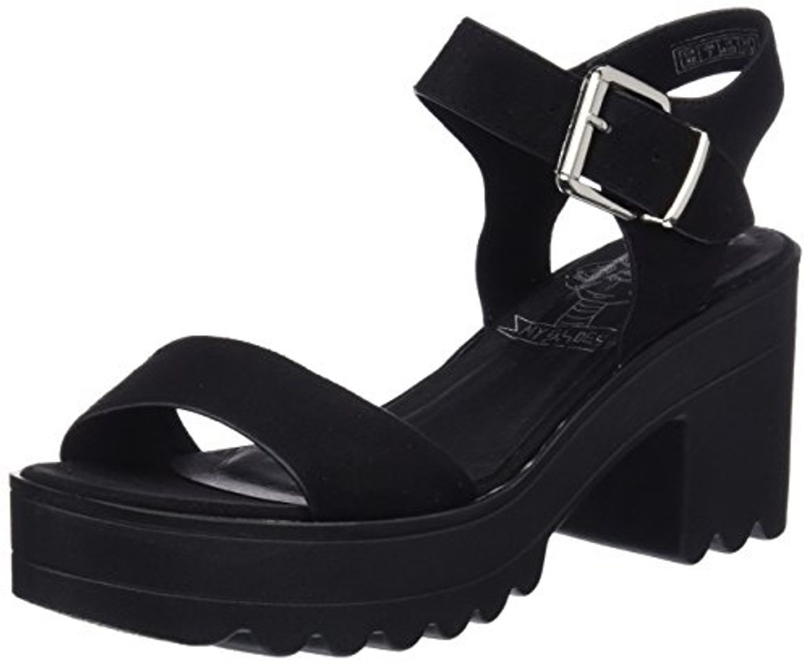 Fashion COOLWAY Lana, Zapatos con Tacon y Correa de Tobillo para Mujer, Negro