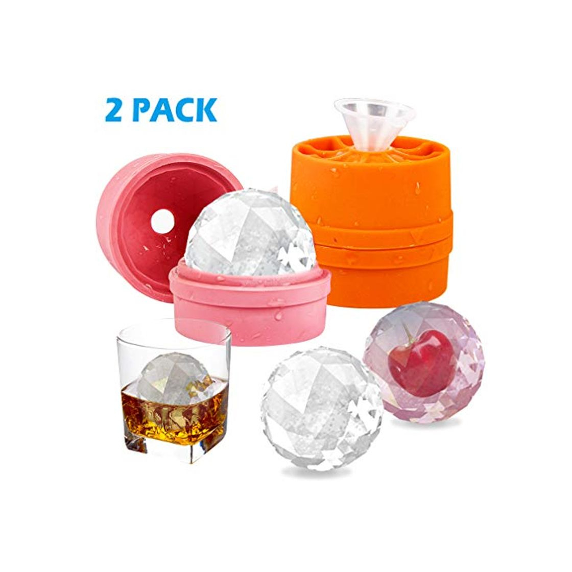 Product Hoofun 2 bolas redondas para hacer cubitos de congelador, para whisky, ligeras,