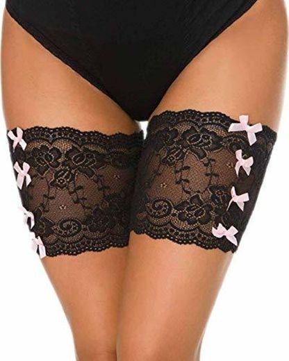 heekpek Elastic Lace Thigh Stockings Bandas de Encaje con Lindo Nudo de