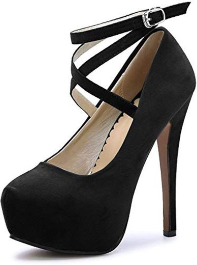 OCHENTA Zapatos con Tacon Alto para Mujer Plataforma #01 Negro 45