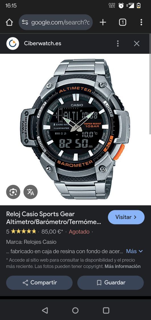 Fashion Reloj Casio Sports Gear Altímetro/Barómetro/Termómetro SGW-450HD-1BER

