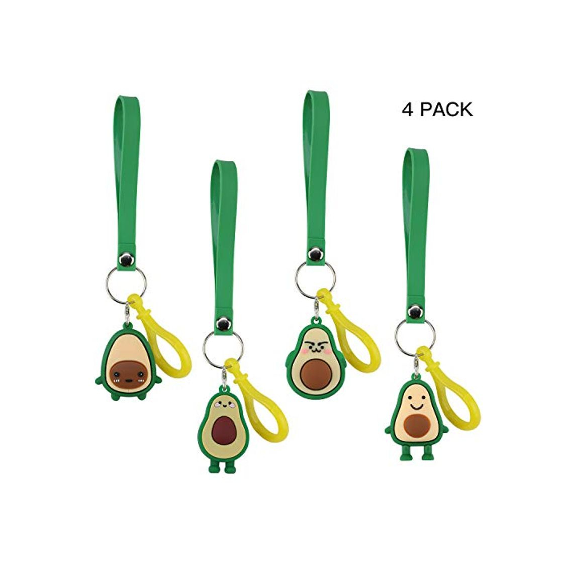 Social OOTSR [Paquete de 4] Llavero Resina Suave PVC Fruta Sonriente Llavero Aguacate para Estudiante Bolsa Mujer Bolso Moda Monedero Billetera Llavero Llaves del Coche Colgante Fiesta pequeños Regalos