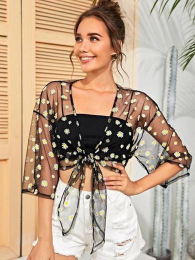 Kimono de malla floral de Margarita