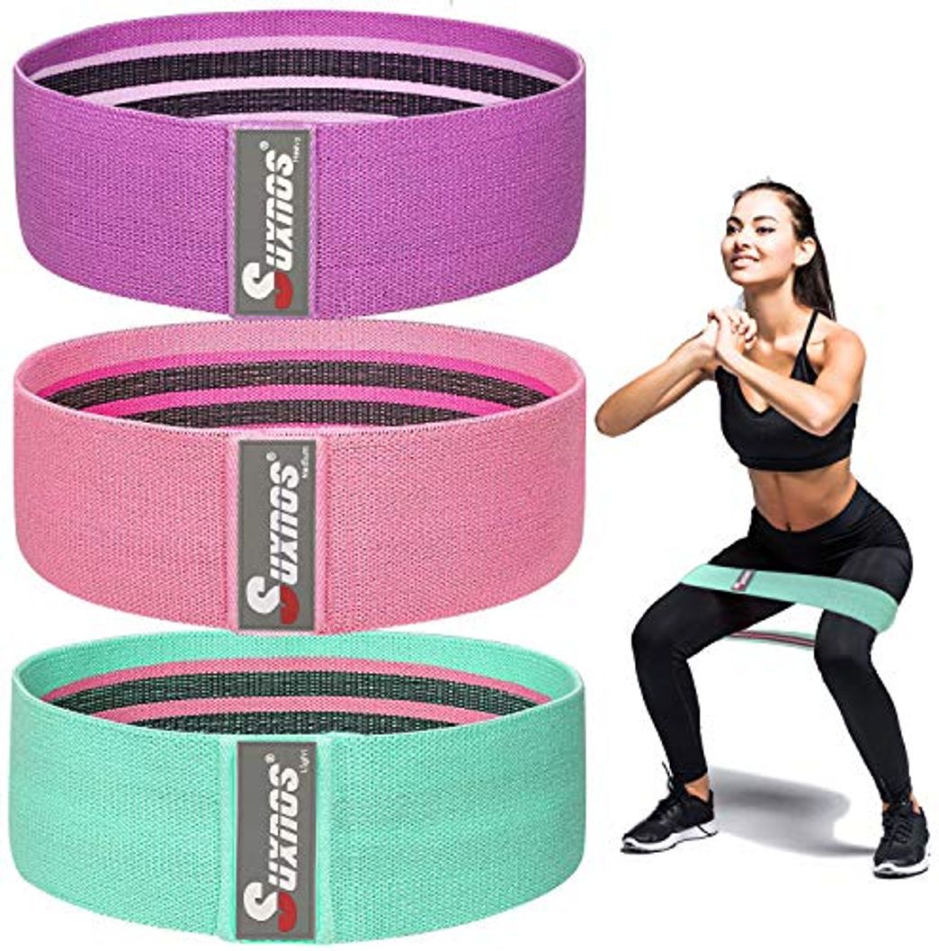 Productos PANENDIANO Bandas Elasticas Gluteos Resistencia Hip Bands 3 Cintas Set Antideslizante de Yoga Crossfit Pilates Stretch Entrenamiento Squats Deadlifts Fuerza de piernas y glúteos