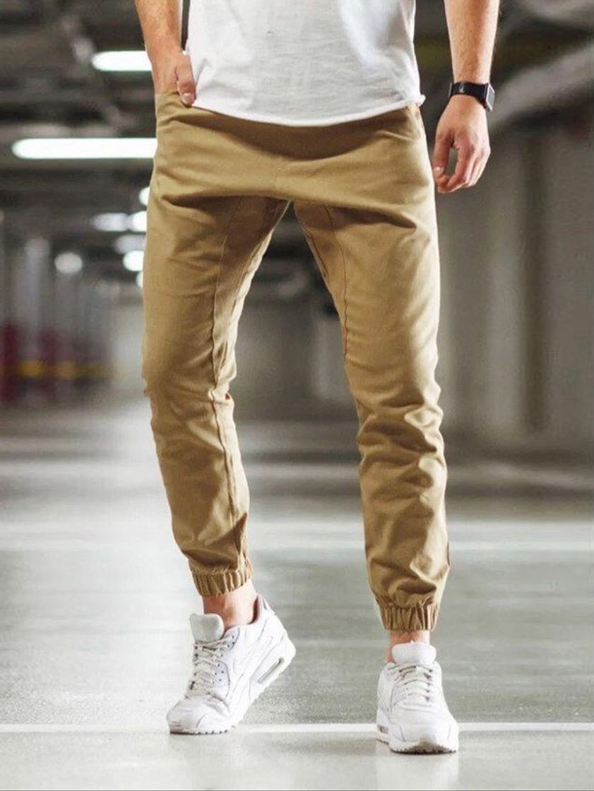 Fashion Pantalón zanahoria de hombre unicolor de bolsillo oblicuo 