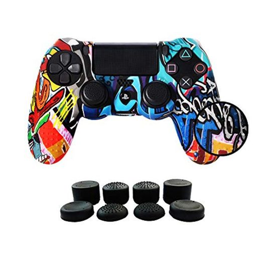 JANESAL Funda para Cubrir el Mando de PS4 con 8 Grips para