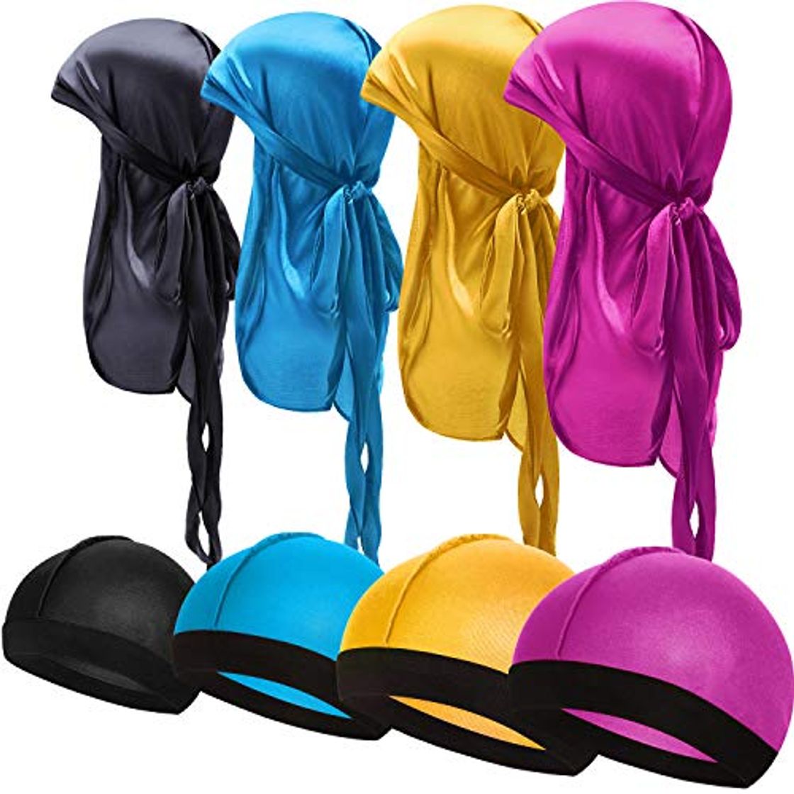 Producto 8 Piezas de Durag de Seda Gorro de Onda Elástico Envoltura de