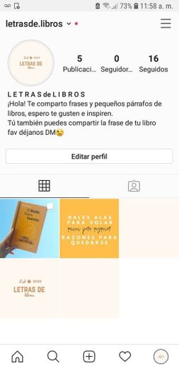 Cuenta de Instagram @letrasde.libros